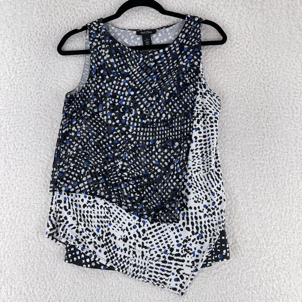 White House Black Market Dot Print Tank Top Womens Pullover Stretch Size‎ Small